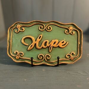 Nantucket Hand Painted Vintage Green and Gold Plaque Sign For Home Decor